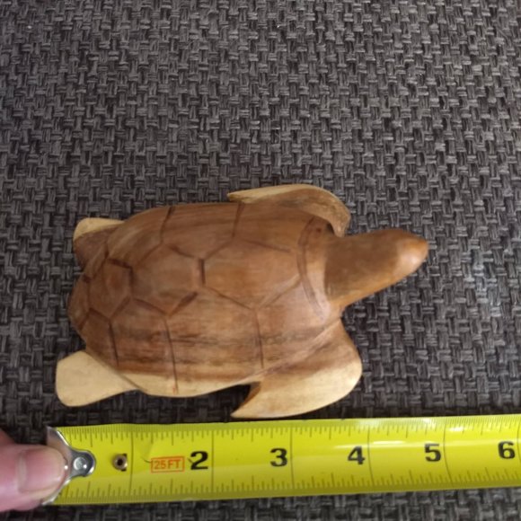 vintage 70s hand carved polished wood turtle tortoise figurine - Picture 5 of 7
